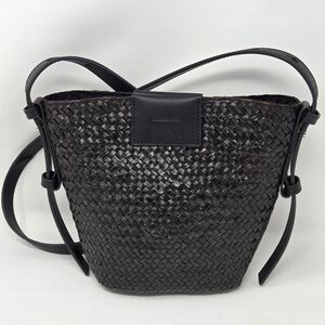 All Saints Ebro Straw Crossbody In Black